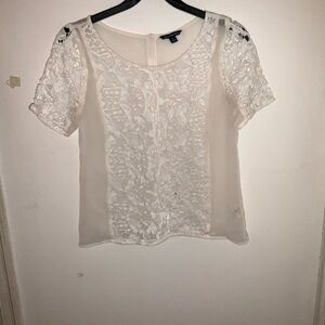 American Eagle Outfitters Cream Lace Blouse